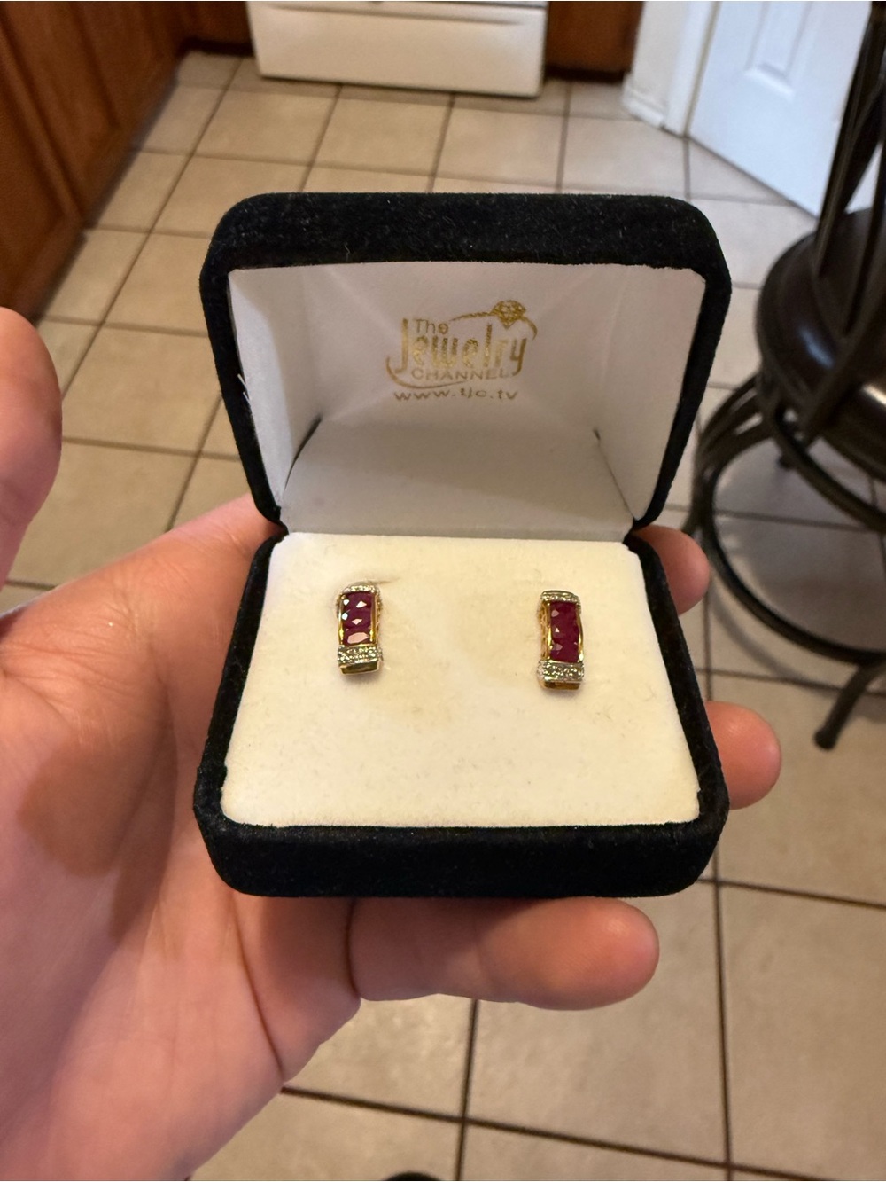 10K Gold Earrings Ruby Diamonds